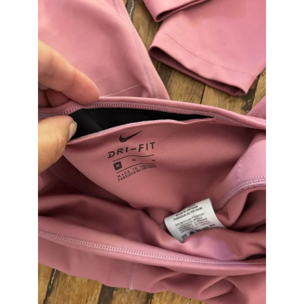 Women's Nike Dri-FIT Pink Leggings with Black Swoosh, Size M - Picture 5 of 7